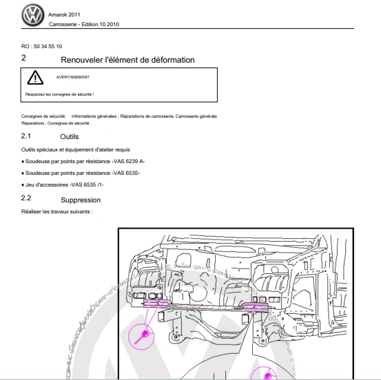 manuel d'atelier Volkswagen Amarok en français