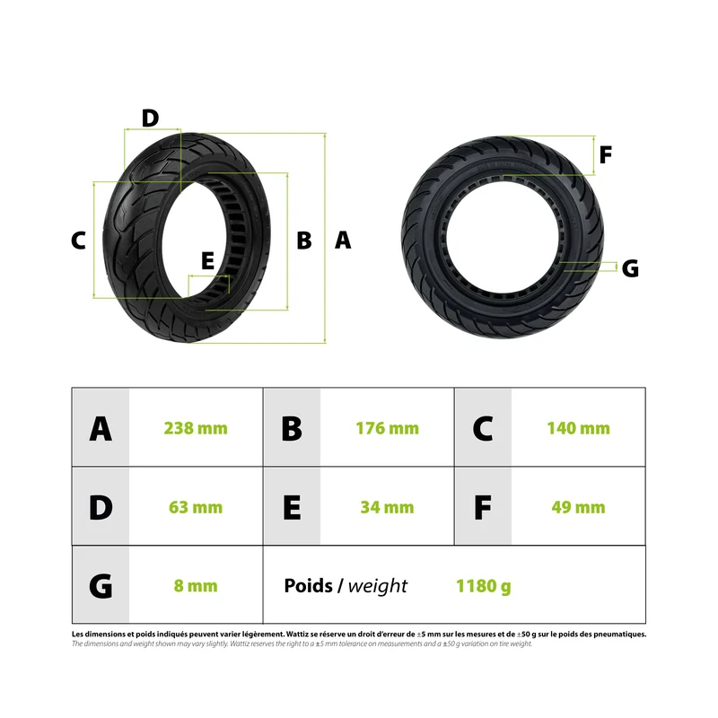 Pneu plein 10x2.50 -34mm