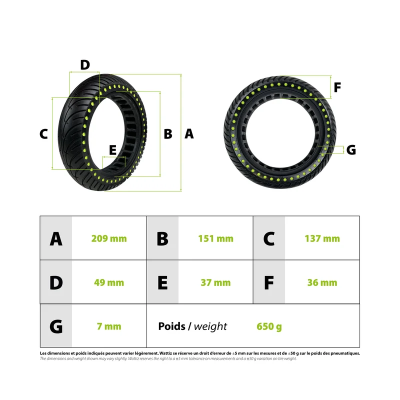 Pneu plein 8,5x2 fluo Xiaomi
