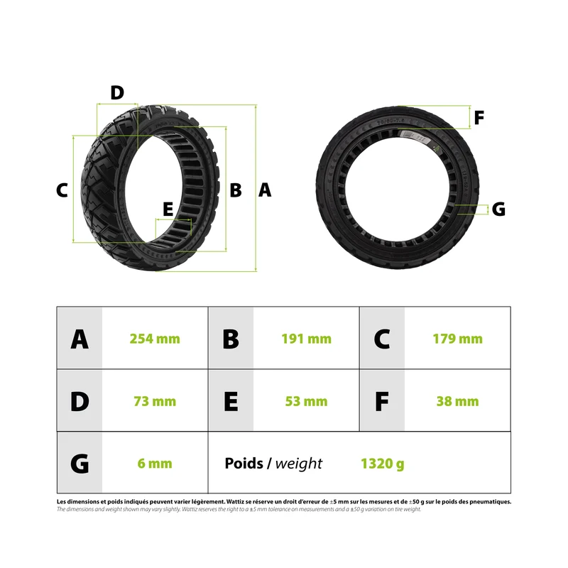 Pneu plein 70/60-7.5 Ninebot Segway ZT3 Pro