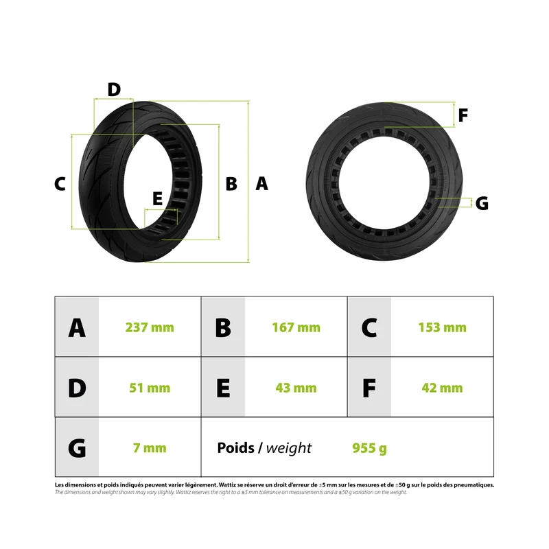 Pneu plein 10x2.125 Ninebot F Xiaomi Mi4