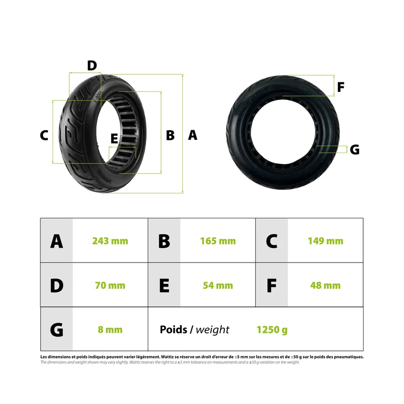 Pneu plein route 10x2.70-6.5