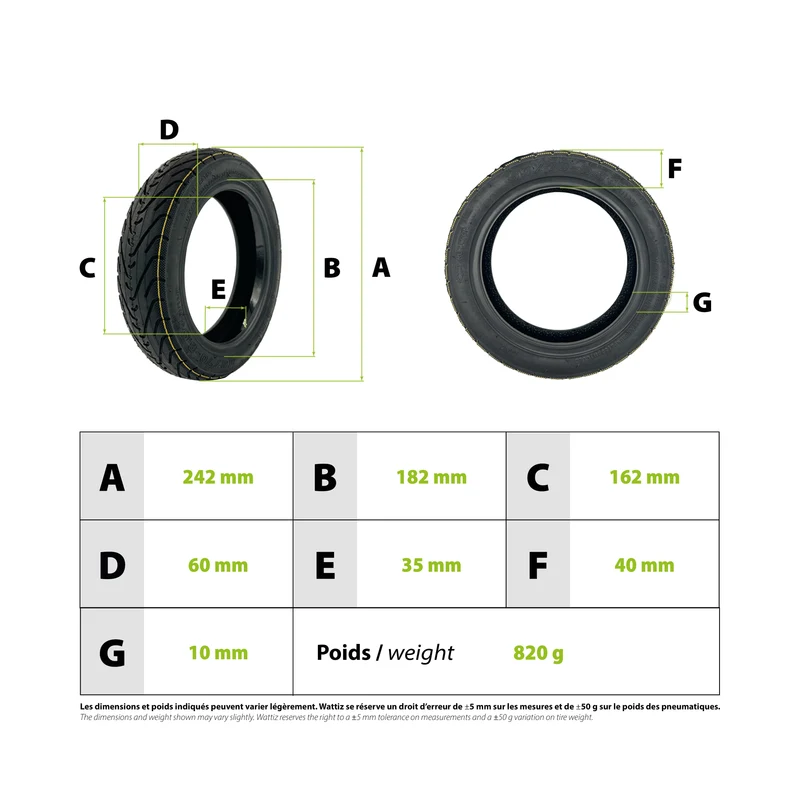 Pneu 60/70-6.5 tubeless avec gel pour Ninebot