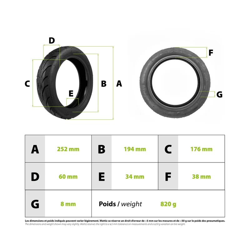Pneu 60/70-7 tubeless avec gel Xiaomi Mi4 Pro