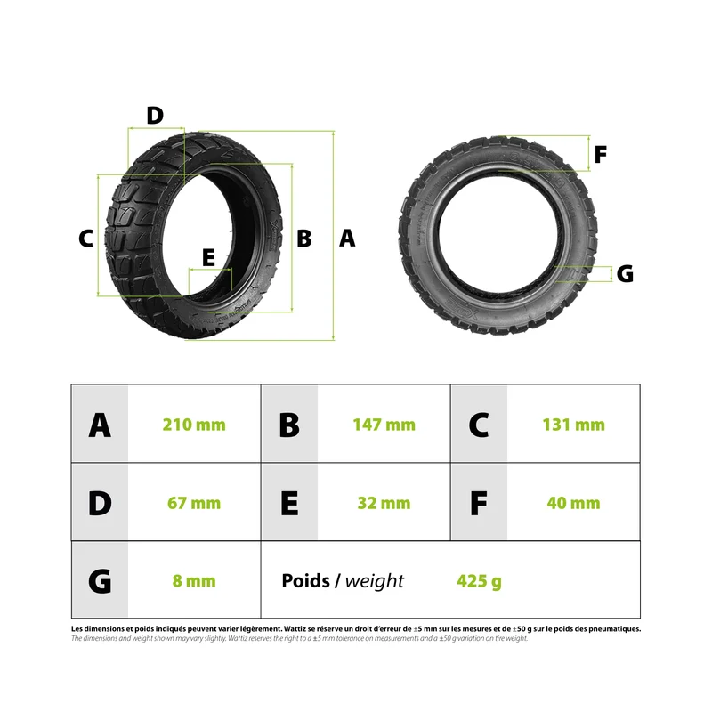 Pneu 8.5x3.0 semi off road Vsett 8 & 9 renforcé