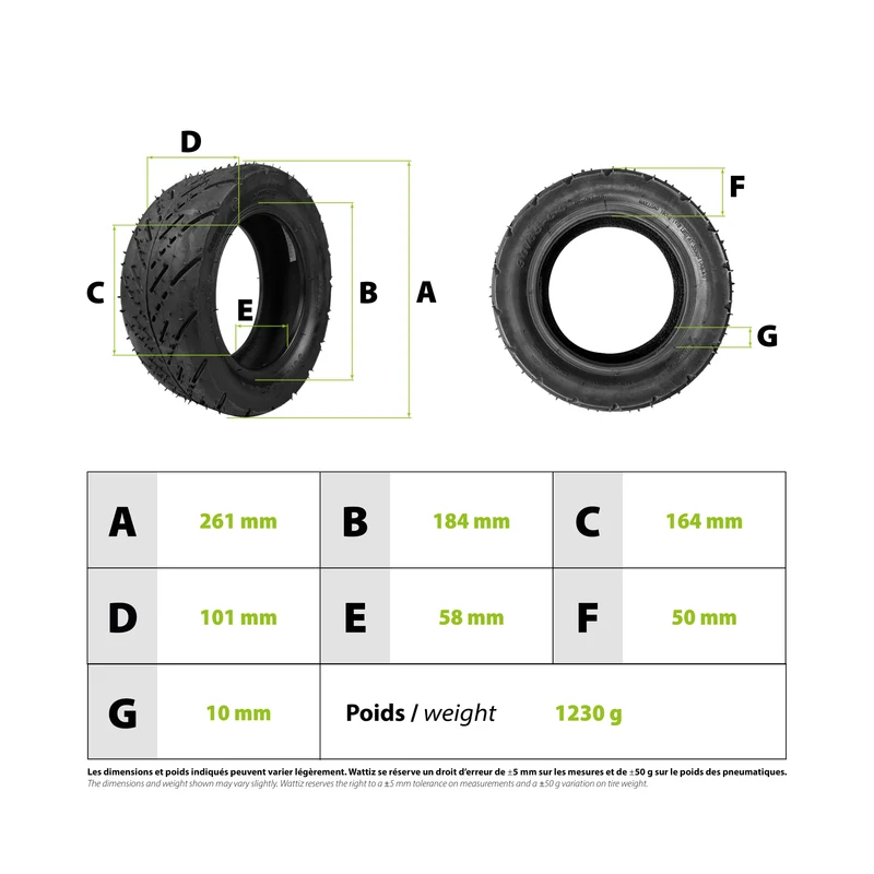 Pneu 90/65-6.5 route tubeless
