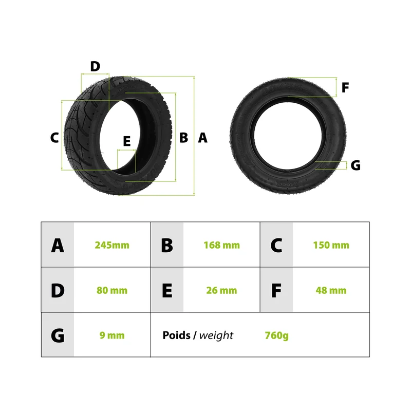 Pneu 80/65-6 route Dualtron Victor Zero10x Mantis