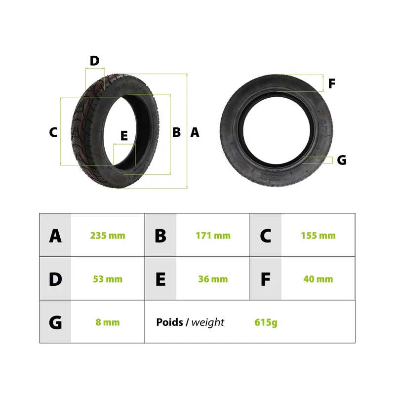 Pneu 9.5x2 Xiaomi Tubeless