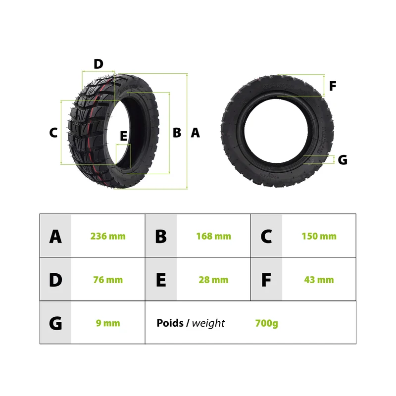 Pneu 80/65-6 offroad Zero 10X Kaabo Dualtron Victor