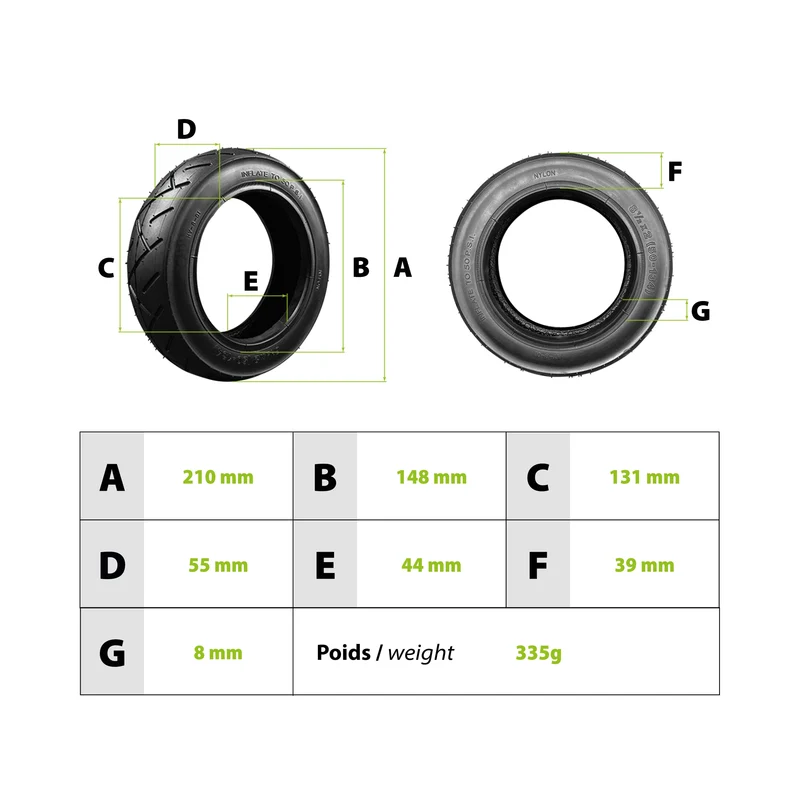 Pneu Zero 8 1/2X2 pouces (50-134)
