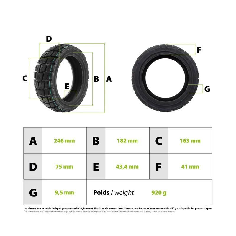 Pneu Urbanglide E-cross 10x2.75-6.5 Run Flat