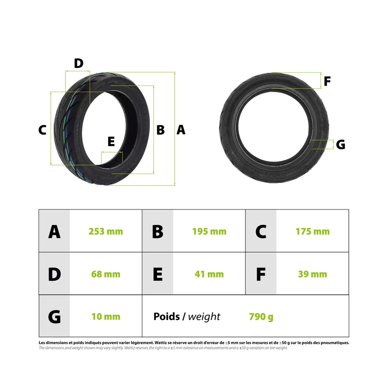 Pneu Niu Kqi 300 tubeless 10x2.50-7