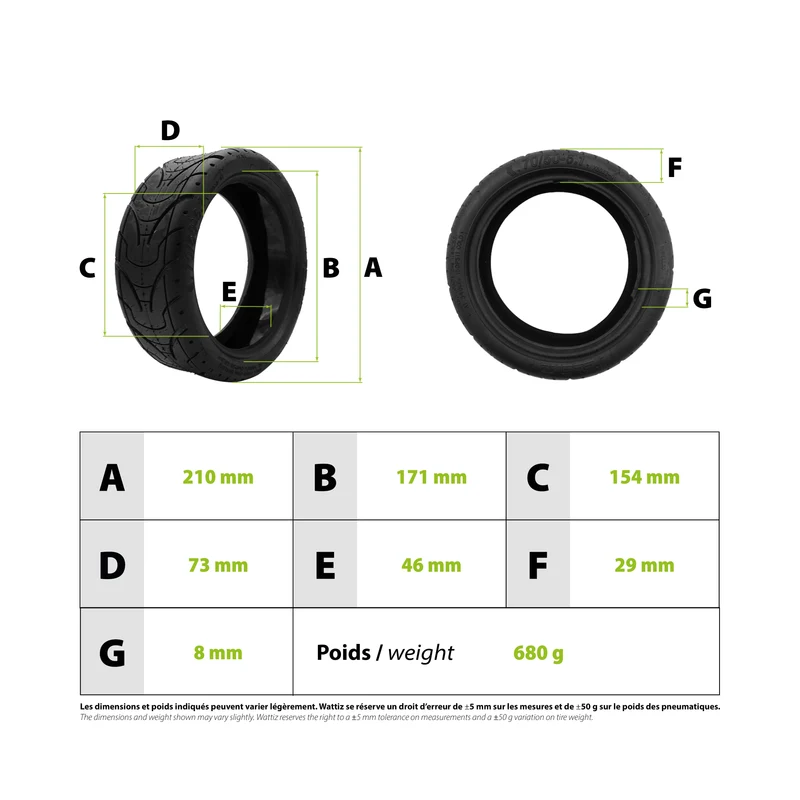 Pneu Dualtron Aminia 70/50-6.1 tubeless gel anti crevaison (8.5x3)