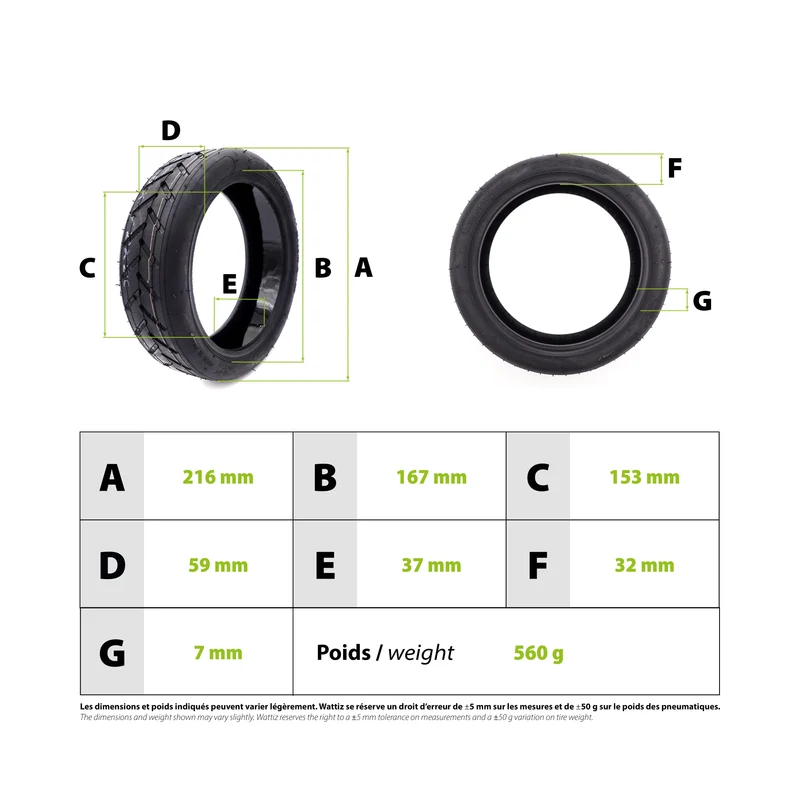 Pneu 8,5x2 Xiaomi Tubeless avec Gel Anti Crevaison