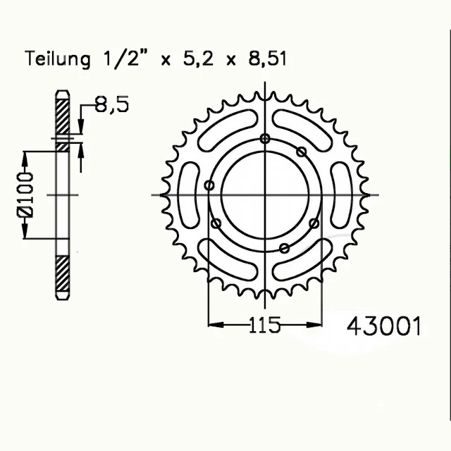 Corona de transmisión Gilera GSM 50 Z-48 paso 420 Esjot