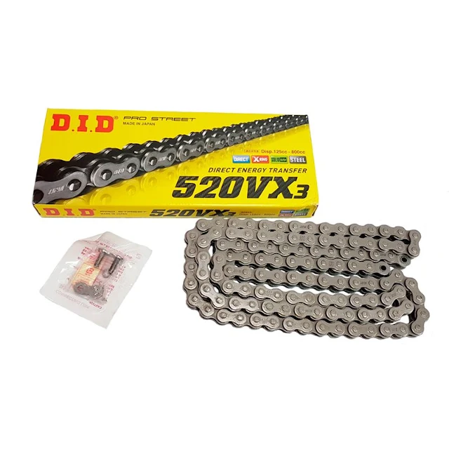 Cadena de transmisión X-Ring paso 520 VX3 G&B 118 eslabones D.I.D - acero
