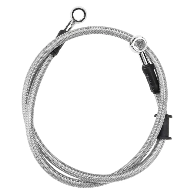 Latiguillo de freno JMP 8/10mm 45º+20 inox plateado / 1250mm transparente