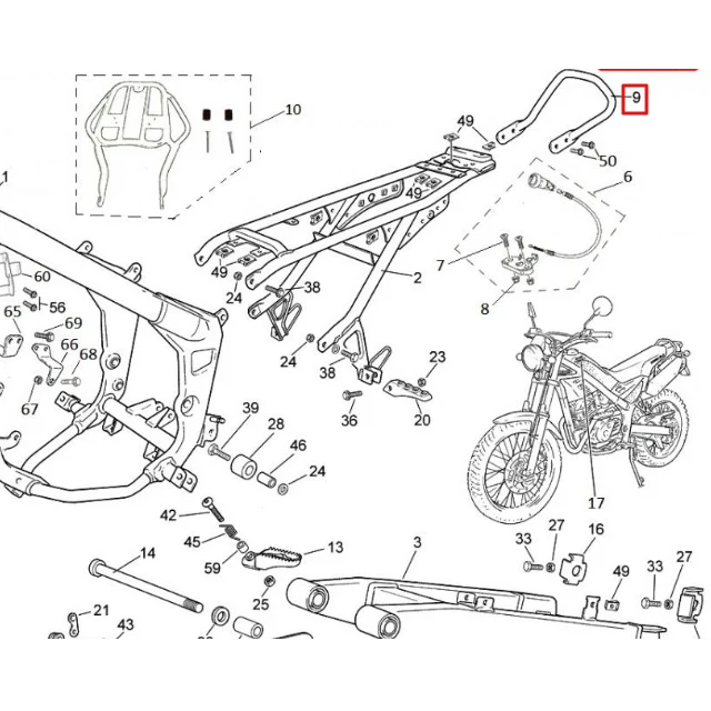 Soporte trasero pasajero Rieju Tango 50-125