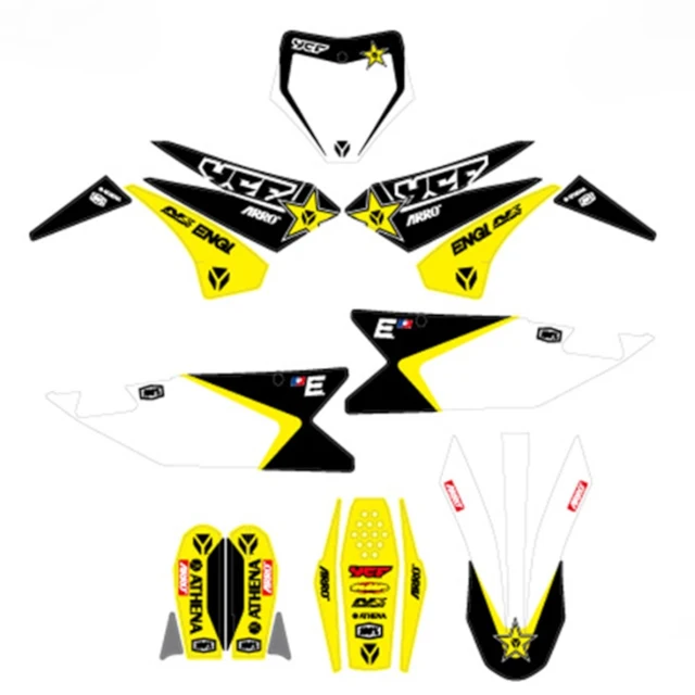 Kit de adhesivos racing YCF bigy 2022 Amarillo/Negro