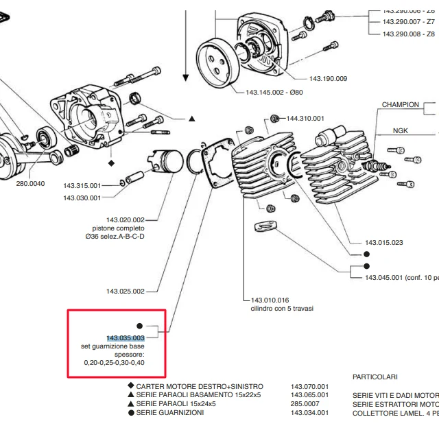 Junta base de cilindro MiniBike 910-911 / GP3-GP4-GP5-GP6 Polini