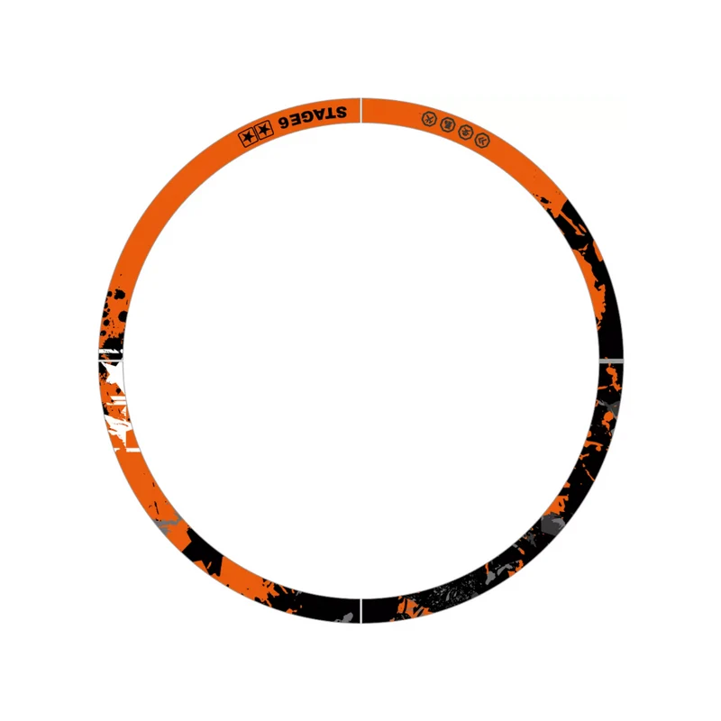 Jeu d'autocollants de jante Stage6 Orange/Noir 10 pouces