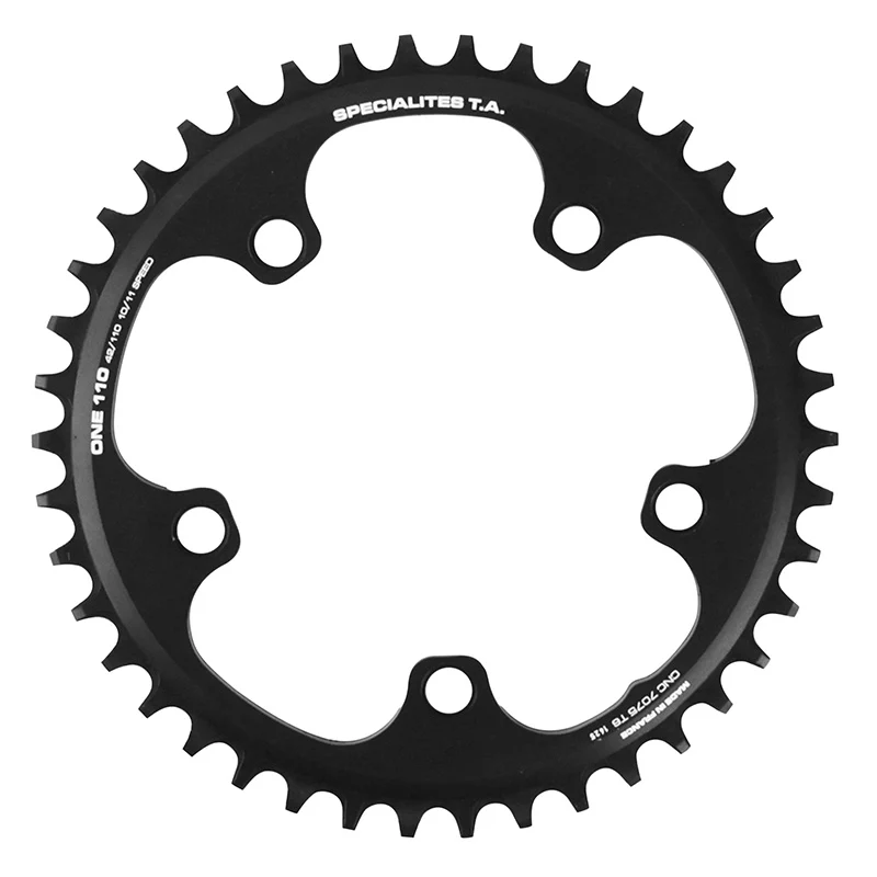 Plateau Gravel 5 branches Ø 110 Pour Shimano Grx Mono Ta 110 One 42 dents Compatible Shimano-Sram Noir 10-11-(12V Sram)