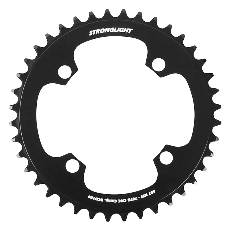 Plateau VAE-E-Bike 4 branches Ø 104 Pour Bosch - Brose - Yamaha - Bafang - Shimano -Sram Stronglight 40 dents Mono Noir Alu 7075 Narrow Wide 12-11-10V.