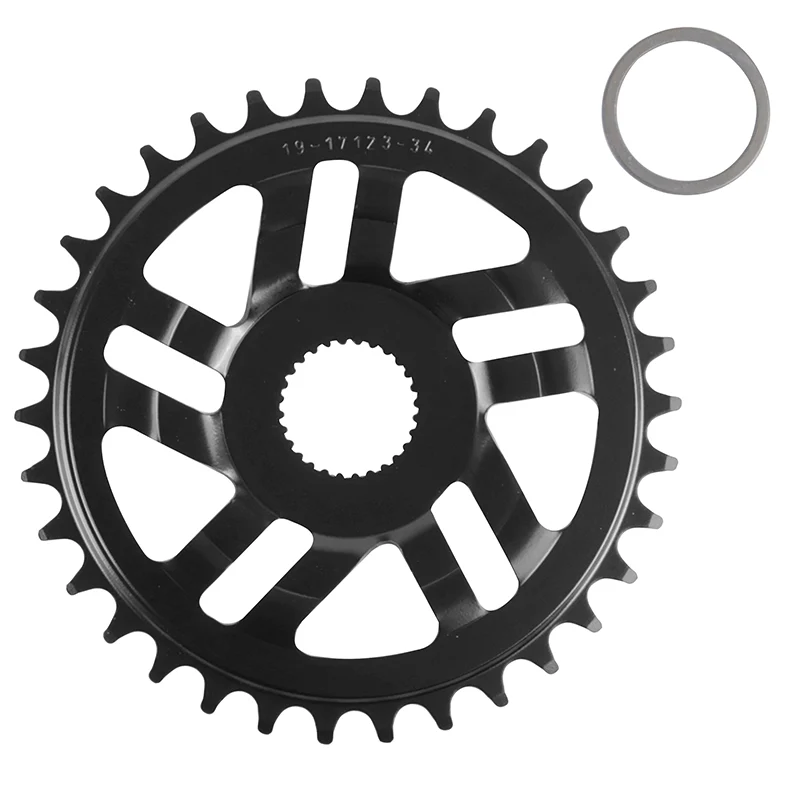 Plateau VAE-E-Bike Direct Mount Pour Bosch Esjot 34 dents Mono Noir Acier (2.38 - 1-2X3-32" - 5.65  1-2X11-128") 4Ème Generation) (Deport 2.5 mm)