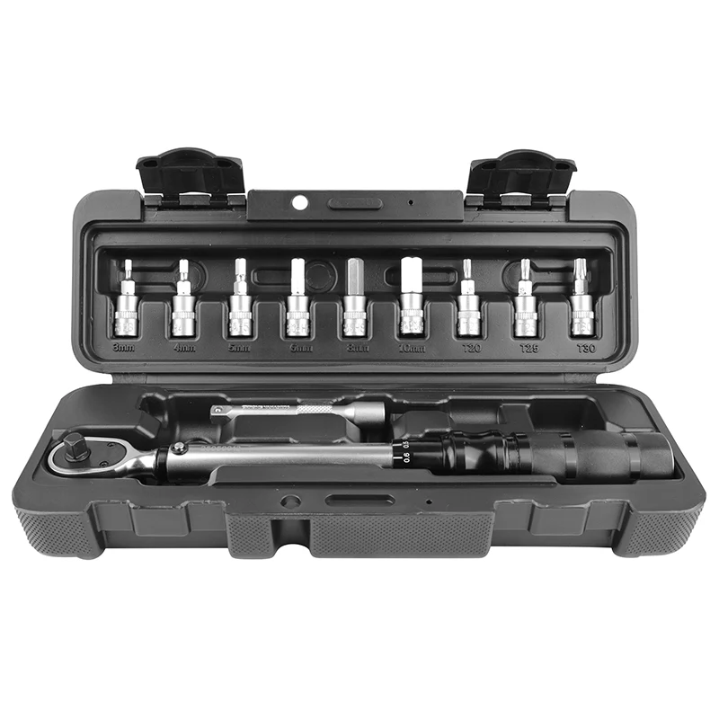 Clé Dynamometrique 1-4 Serrage De 2 A 25 Nm Avec Douilles Allen (Diam De 3 À 10 mm), Torx (T20 - 25 - 30) Et Rallonge (Livree Dans Une Malette) -P2R-