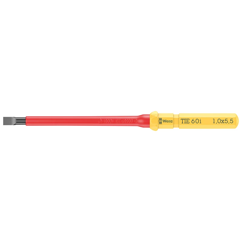 Embouts-Lames Interchangeables Isole Wera Kompakt Vde 60 A Fente-Plat 1X5,5X157 mm Jaune-Rouge (Vendu A L'Unite) -Marque Allemande Pour Les Ateliers-