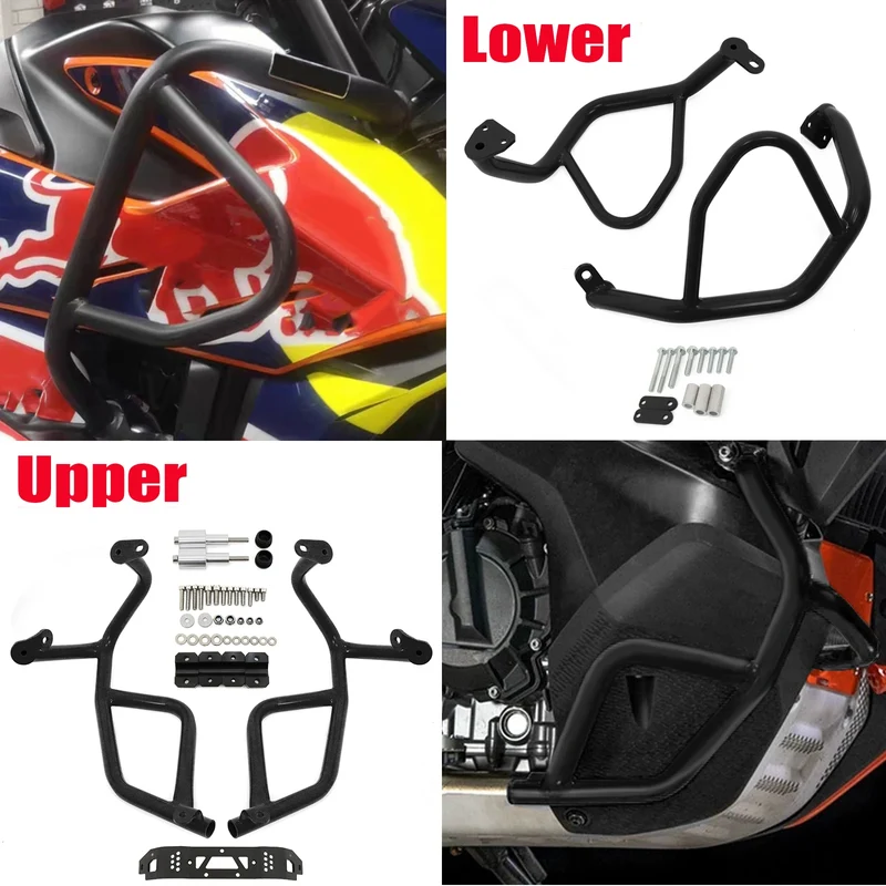 Motorcycle Upper&Lower Bumper Engine Guard Crash Bars Protector Accessories For 790 ADV 890 Adventure R 790 R 890R 2019-2023