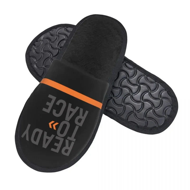 Custom Ready To Race Logo Memory Foam Slippers Women Cozy Warm Racing Sport Motorcycle Rider House Slippers