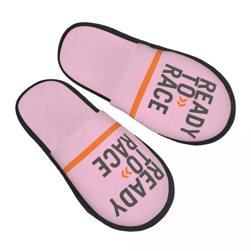 Custom Ready To Race Logo Memory Foam Slippers Women Cozy Warm Racing Sport Motorcycle Rider House Slippers