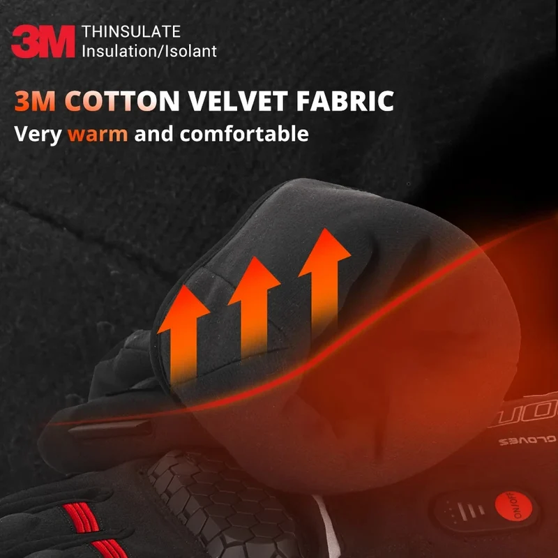 Motorcycle Heated Gloves Winter Heated Moto Gloves Warm Waterproof Rechargeable For Snowmobile Heating Thermal Gloves
