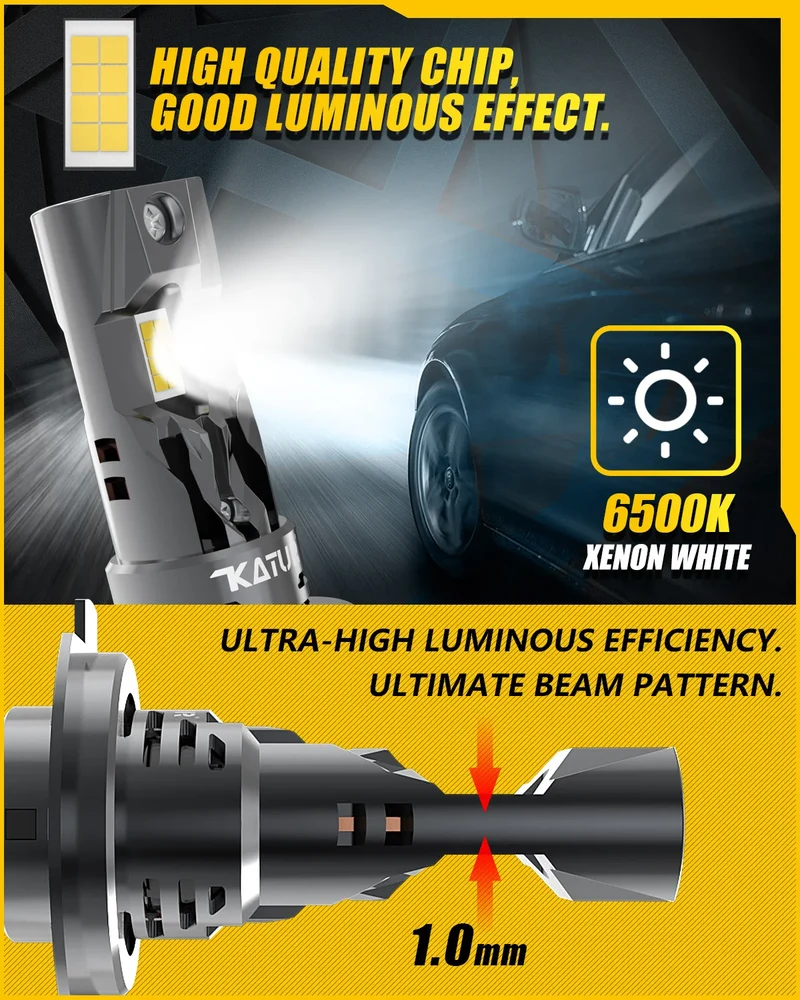 New High Power 2Pcs H7 Turbo LED Head Lamp Bulbs 20000LM 100W H7 LED Headlight CSP Chips 1:1 Mini Size Design Car Lights 12V