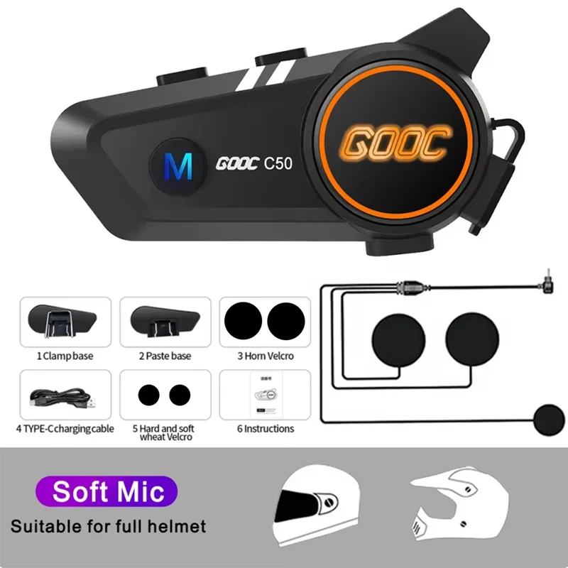 Bluetooth 5.3 Helmet Headset Wireless Hands-free Call Phone Kit Motorcycle Waterproof Earphone MP3 Music Player Speaker for Moto