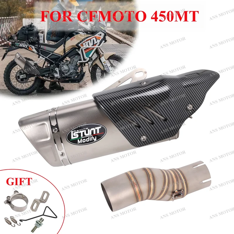 Slip On For CFMOTO 450MT 2024 Motorcycle Exhaust Tail Pipe Muffler Modify 450MT Exhaust Escape Moto