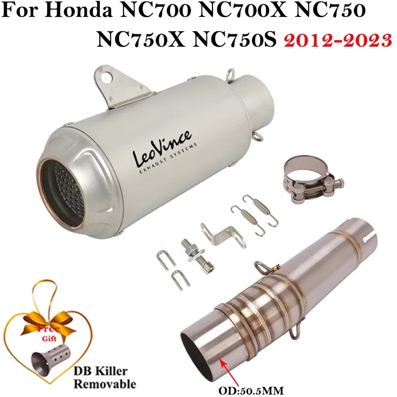 Slip-On Muffler For HONDA NC700 NC700S NC700X NC750 NC750X Leo Vince Motorcycle Exhaust Escape Moto DB Killer Modify Link Pipe