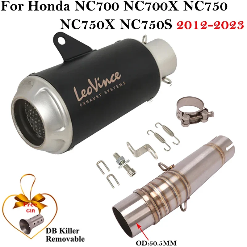 Slip-On Muffler For HONDA NC700 NC700S NC700X NC750 NC750X Leo Vince Motorcycle Exhaust Escape Moto DB Killer Modify Link Pipe