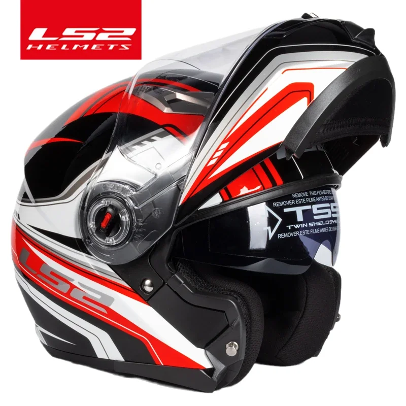 Capacete Original LS2 FF370 Flip Up Motorcycle Helmet LS2 Dual Lens Modular Helmets with Sun Visor Casco Moto