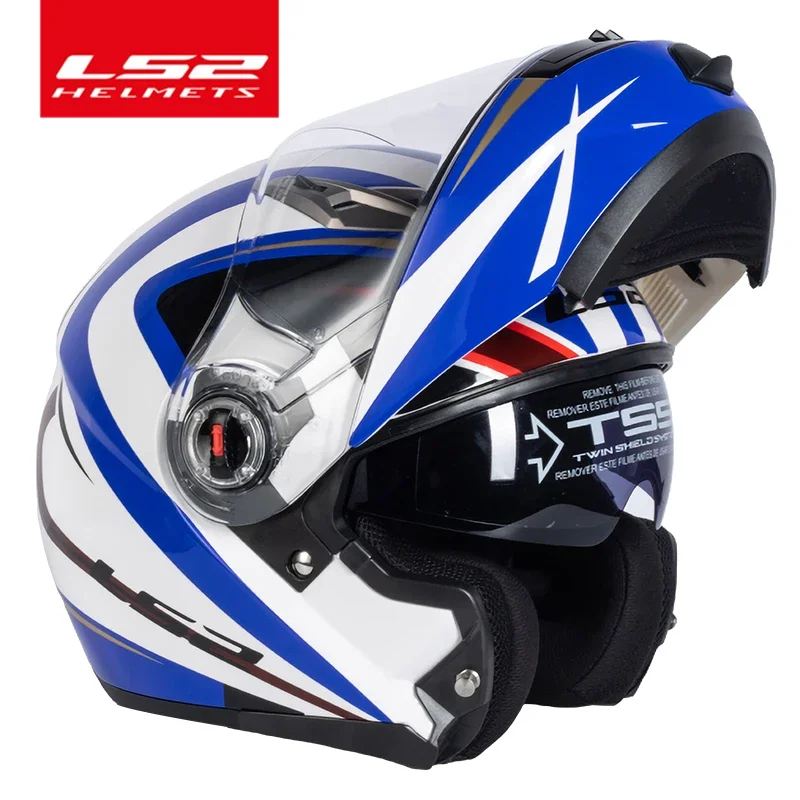 Capacete Original LS2 FF370 Flip Up Motorcycle Helmet LS2 Dual Lens Modular Helmets with Sun Visor Casco Moto
