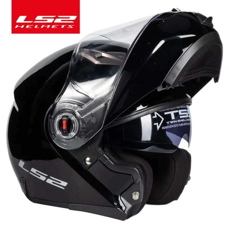 Capacete Original LS2 FF370 Flip Up Motorcycle Helmet LS2 Dual Lens Modular Helmets with Sun Visor Casco Moto