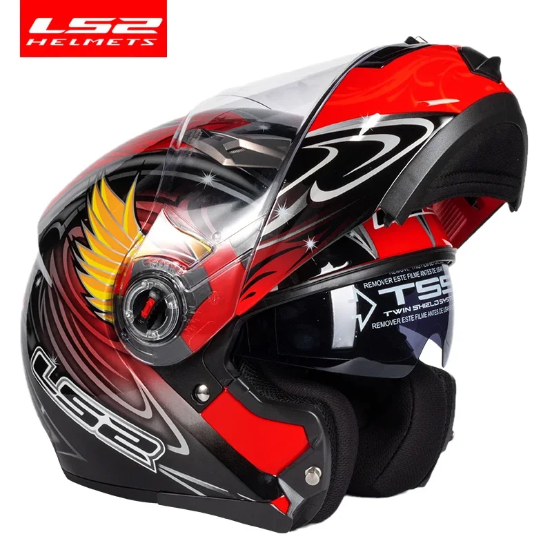 Capacete Original LS2 FF370 Flip Up Motorcycle Helmet LS2 Dual Lens Modular Helmets with Sun Visor Casco Moto