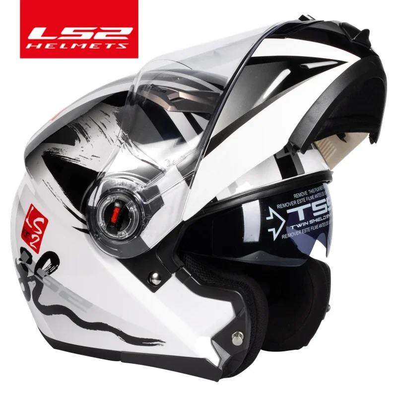Capacete Original LS2 FF370 Flip Up Motorcycle Helmet LS2 Dual Lens Modular Helmets with Sun Visor Casco Moto
