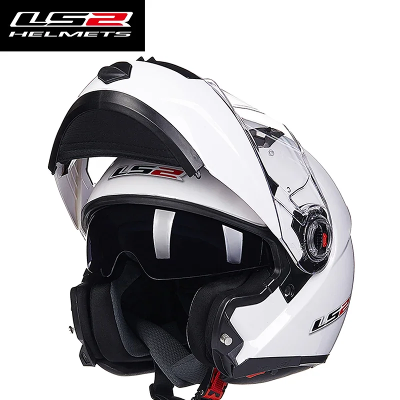 Capacete Original LS2 FF370 Flip Up Motorcycle Helmet LS2 Dual Lens Modular Helmets with Sun Visor Casco Moto