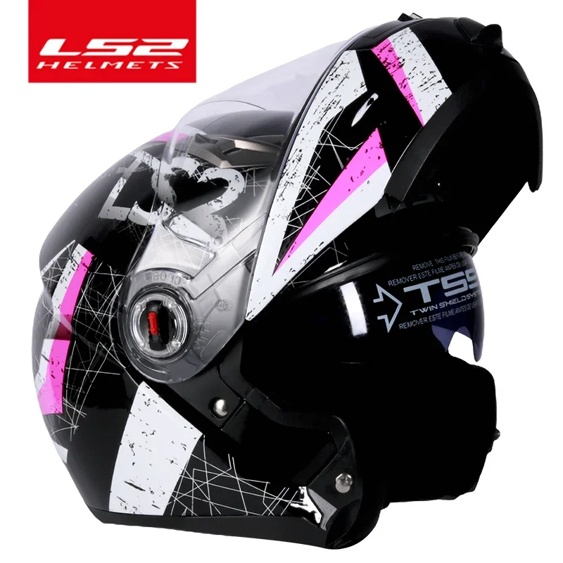 Capacete Original LS2 FF370 Flip Up Motorcycle Helmet LS2 Dual Lens Modular Helmets with Sun Visor Casco Moto
