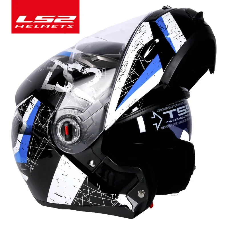 Capacete Original LS2 FF370 Flip Up Motorcycle Helmet LS2 Dual Lens Modular Helmets with Sun Visor Casco Moto