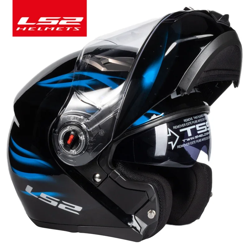 Capacete Original LS2 FF370 Flip Up Motorcycle Helmet LS2 Dual Lens Modular Helmets with Sun Visor Casco Moto