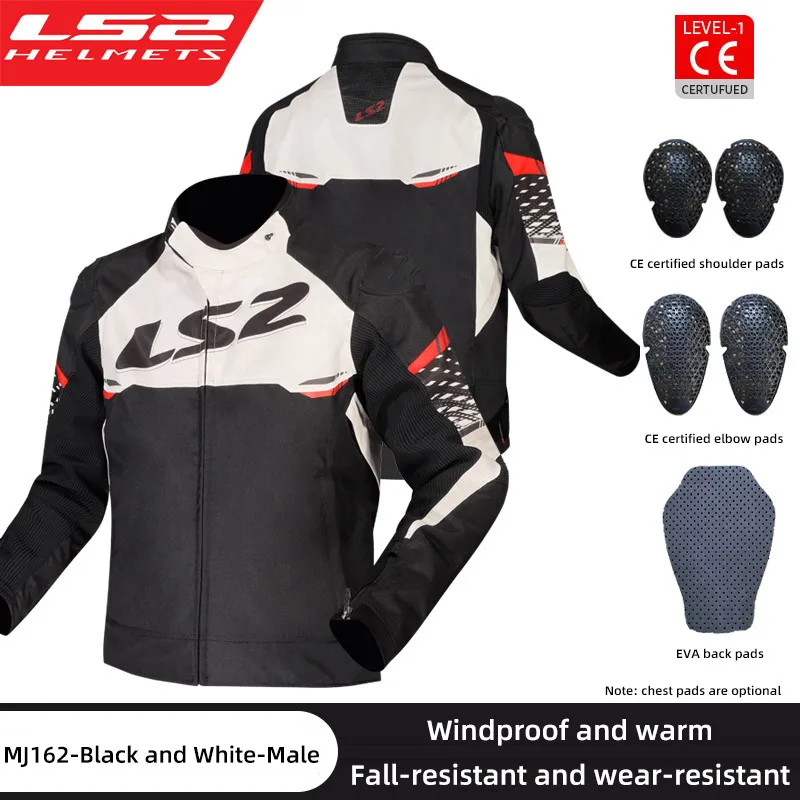 LS2 Motorcycle Jacket Autumn Winter Waterproof Windproof Warm Motorbike Jacket Men Women CE Anti-fall Motocross Riding Clothing