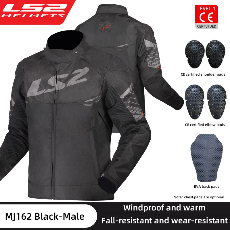 LS2 Motorcycle Jacket Autumn Winter Waterproof Windproof Warm Motorbike Jacket Men Women CE Anti-fall Motocross Riding Clothing